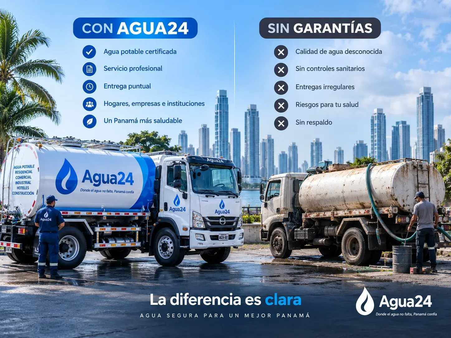 Camión cisterna de agua potable con factura y seguro vigente en Panamá