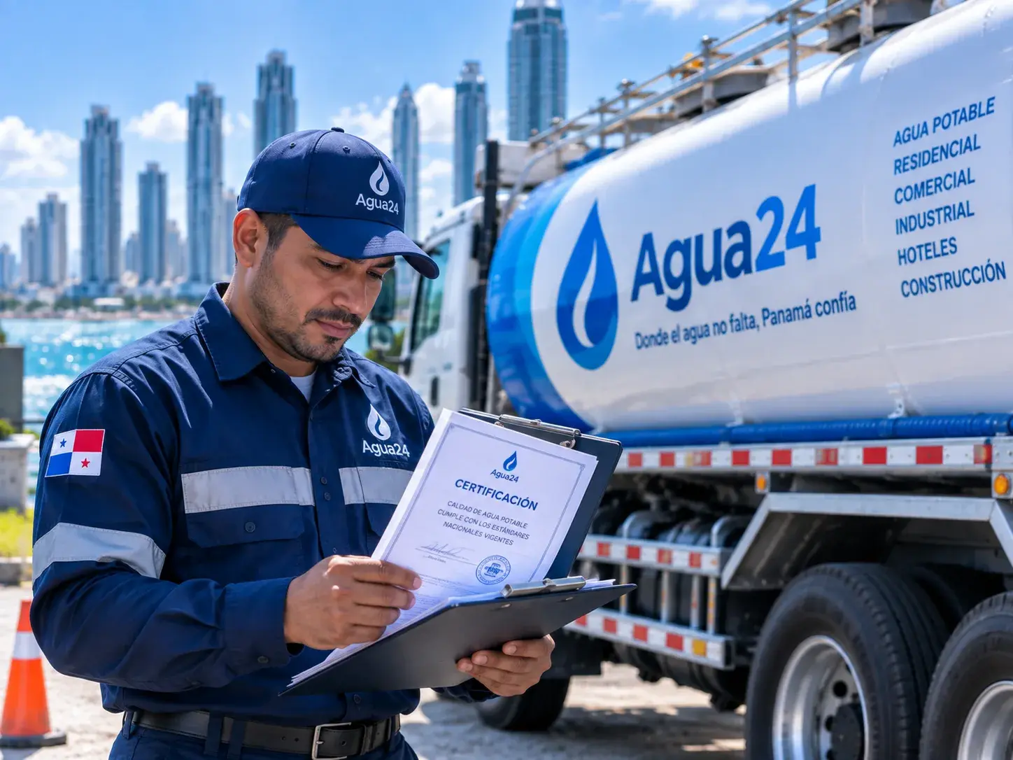 Certificación MINSA de agua potable para camión cisterna en Panamá