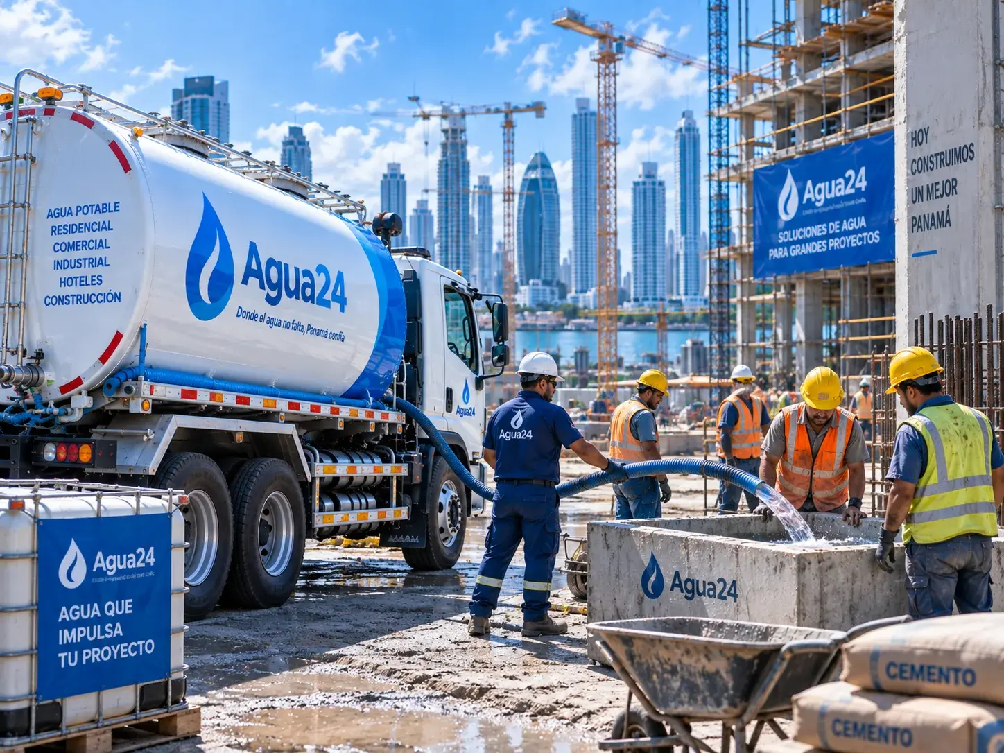 Suministro de agua potable para evitar retrasos de obra en Panamá
