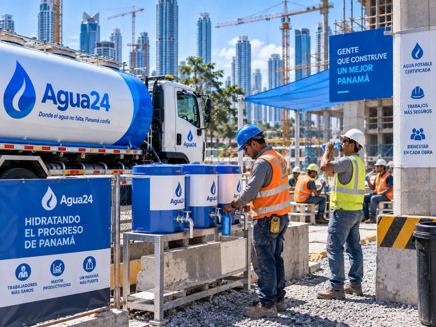 Agua potable certificada para uso sanitario en obra de construcción en Panamá