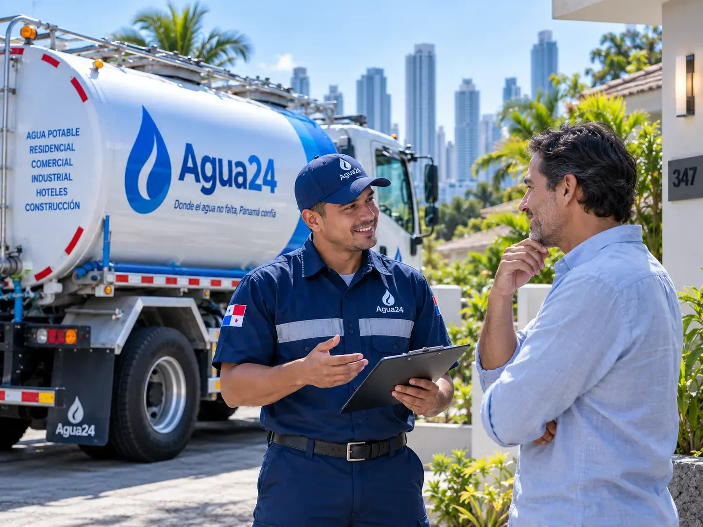 Camión cisterna Agua24 listo para entrega de agua potable en Panamá